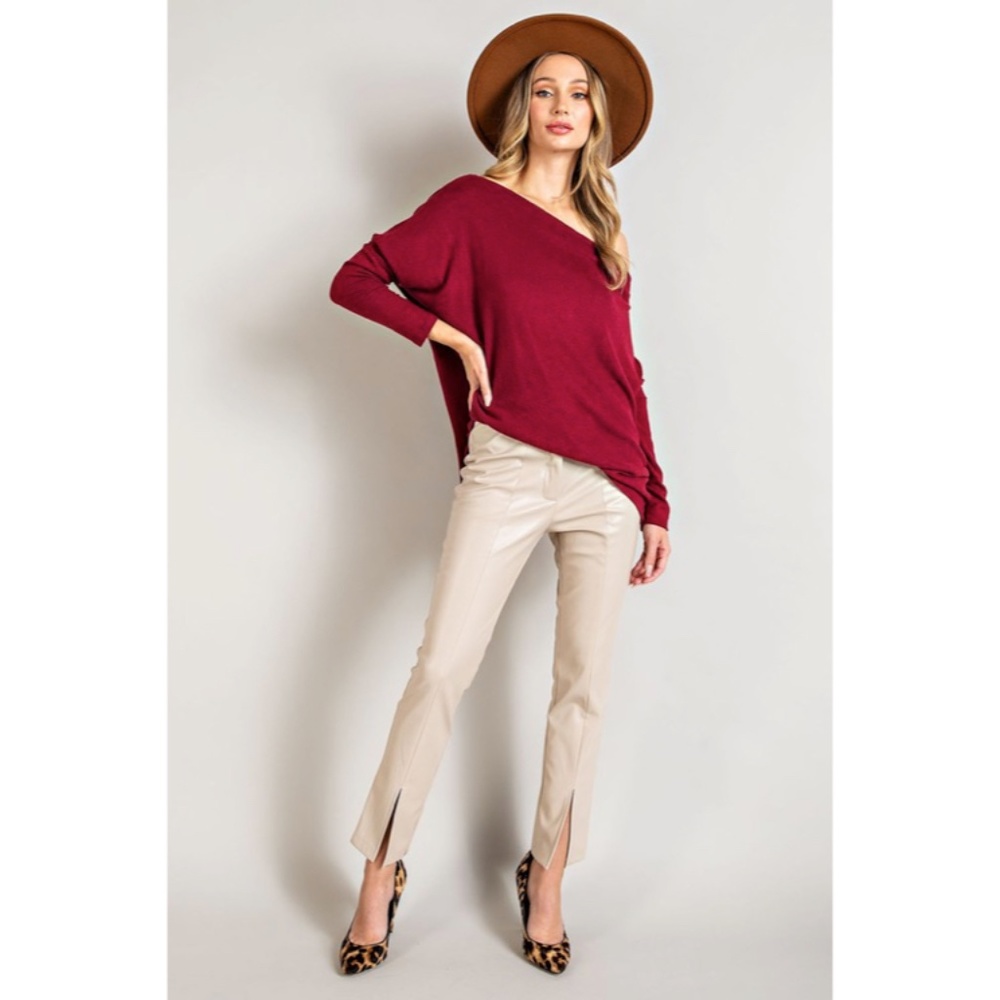 SOLD OUT Ruby Hacci Soft Long Sleeve Off Shoulder Tunic Dolman Knit Top - Picture 5 of 5